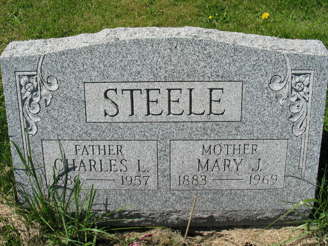 Charles L. and Mary J. Steele tombstone